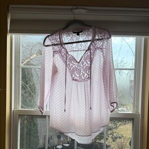Zac & Rachel Small Pink Sheer Lace Blouse